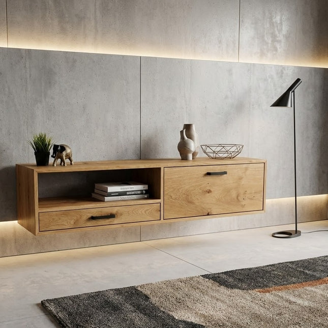 Oak loft hanging TV cabinet Angel