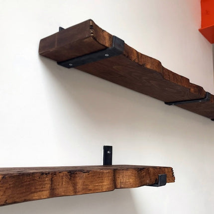 Solid Wood Rustic Shelf Metal Brackets