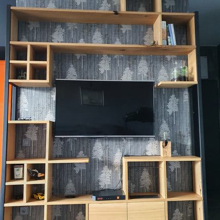 Loft Oak TV wall installation
