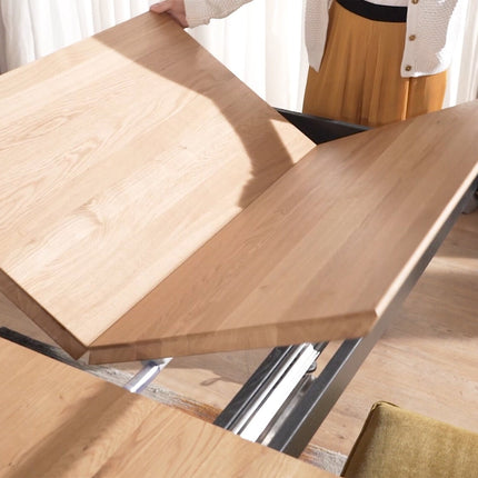 Solid Oak Extendable Kitchen Dining Table with STAR LEGS – Industrial Rustic HARDWOOD Table Clar 040